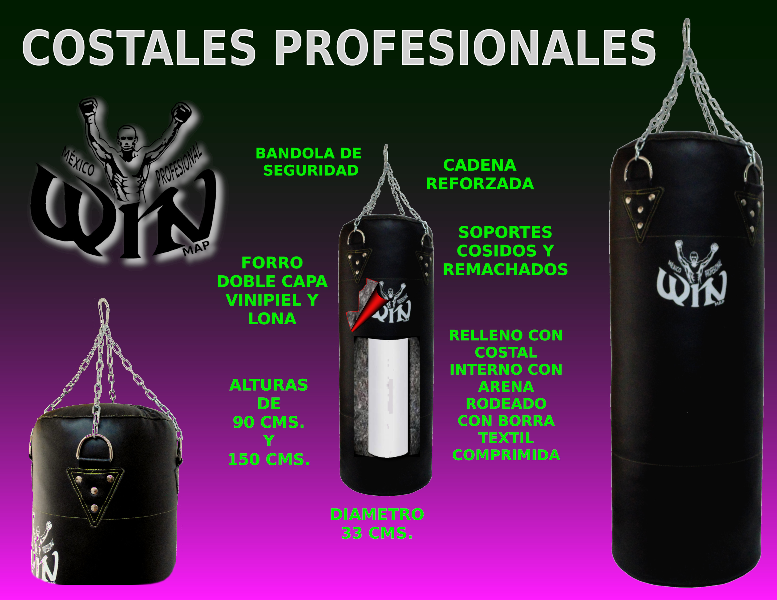 Costal profesional WIN 90 cms doble forro